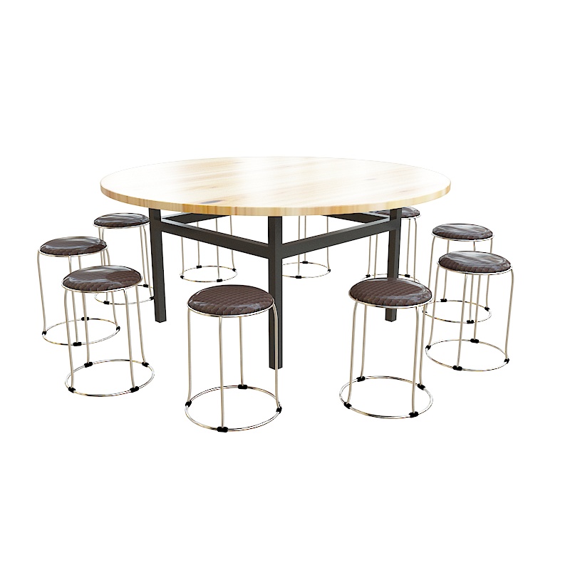 圆凳（棕咖格皮革面）